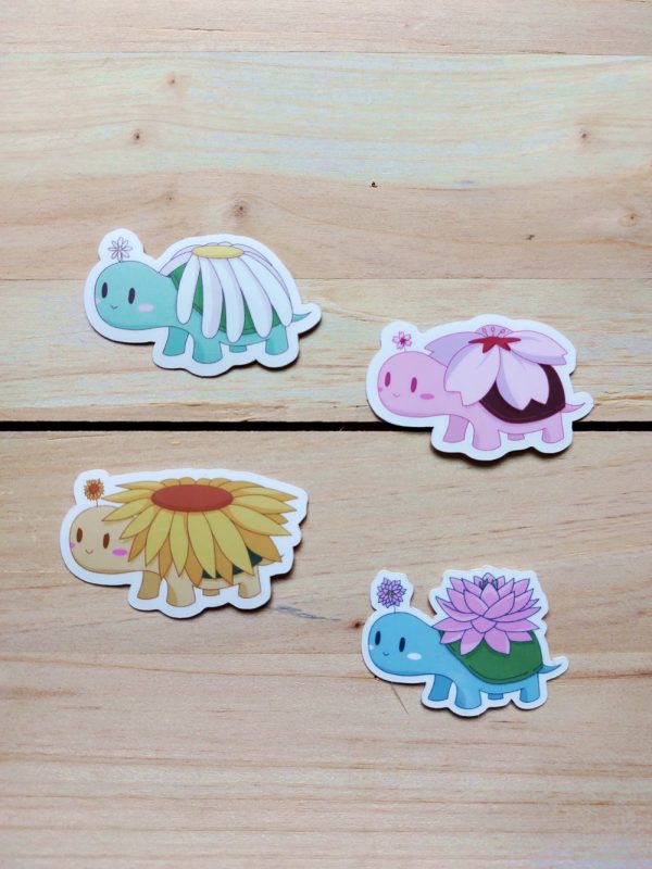 Stickers tortues fleuries